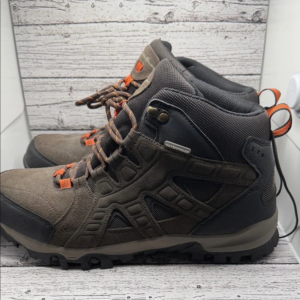 Eddie Bauer Harrison Gray and Orange leather Hiking Boots 10.5 NWT - Picture 3 of 10